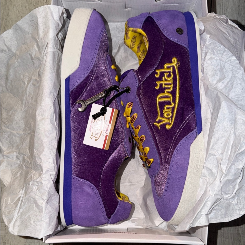 Vonโ DutcH MRJ61 Vanderdutch Purple Gold Yellow Velvet Menโs Size 11.5